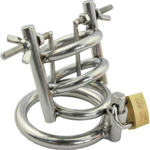 Stainless steel Male metal penis cage Birds chastity device bondage cock ring locking CB6000 sex toys for men