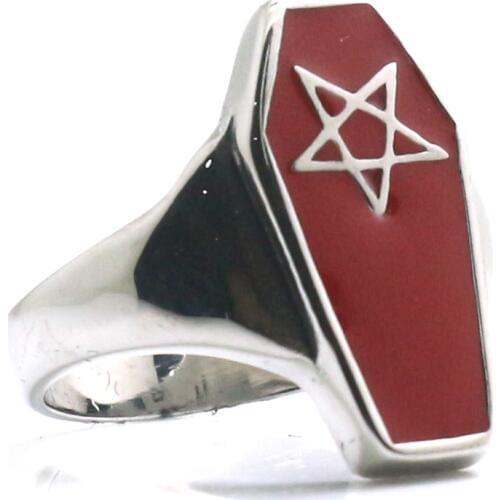 Mans 316L Stainless Steel Cool Punk Gothic Coffin Ring