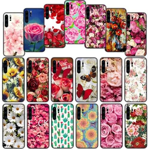 Flower Peonies Peony Red rose Soft Cover Case for Huawei P40 P30 P20 P10 Lite Pro Nova 5t