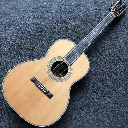 Custom All Real Abalone Solid Cedar Top Ebony Fingerboard Rosewood Back Side 00042S Acoustic Guitar