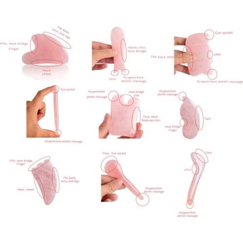 Natural Rose Quartz Facial Relax Beauty Massager Jade guasha Massage Stone Back Foot Scraper Tool Face Lift Skin Health Care