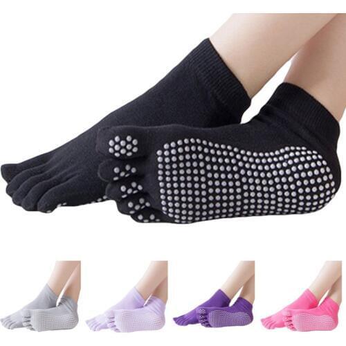 Yoga Socks Women Cotton Non-Slip Sports Socks Ventilation Pilates Ballet Dance fiveToe Socks