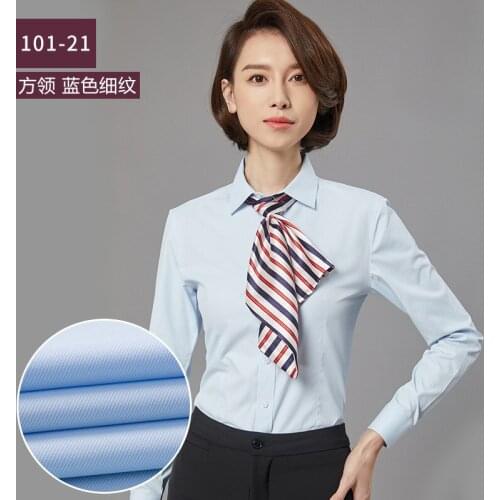 New womens professional shirt long sleeve business slim lace commuting fashion no iron anti wrinkle shirt