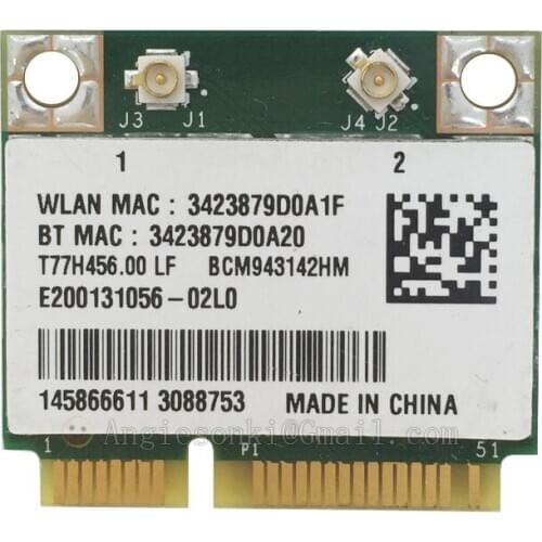 NEW Broadcom BCM943142HM 150Mbps 2.4GHz Mini PCi E 802.11b/g/n WiFi + Bluetooth 4.0 Adapter for DELL Inspiron 13z 17R 3460 15TR