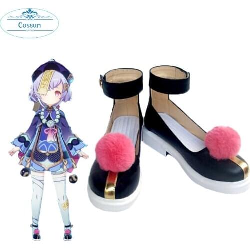 Game Anime Genshin Impact Qiqi Princess Shoes Women Girls Studen Shoes cosplay boots Flat shoes Thick sole