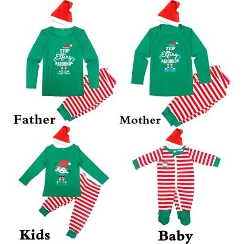 Matching Family Christmas Costumes Stop Elfing Arould Christmas Outfits Christmas Pajamas Party Cosplay Costume Parent-Child Set
