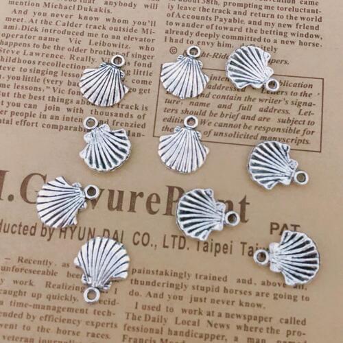Wholesale 30pcs Charms shell 19x16mm Tibetan Silver Plated Pendants Antique Jewelry Making DIY Handmade Craft