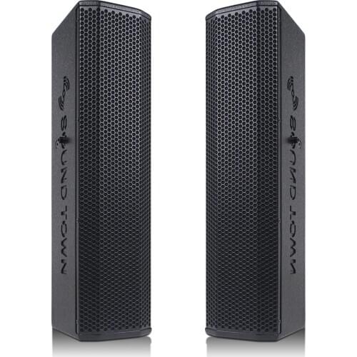 Sound Town Pair of Passive Wall-Mount Column Mini Line Array Speakers with 4 x 5” Woofers, Black for Live Event, Church,Lounge
