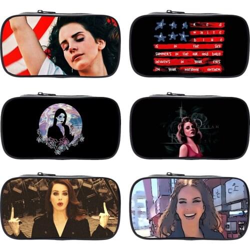 Singer Lana Del Rey Pencil Case Student Multifunction Large-capacity Pen Case Fashion Cartoon Stationery Box Kids Storage Bag