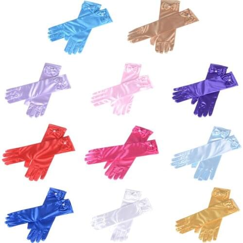 Girls Princess Cosplay Accessories Baby Satin Costume Bow Gloves Princess Party Supplies Girl Birthday Gift