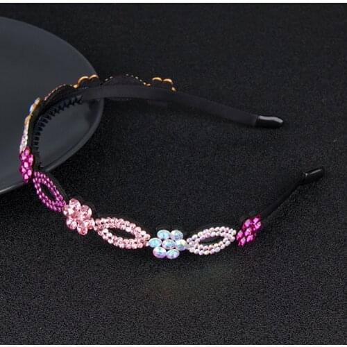 Simple Fashion Little Flowers Head Wear Headband for Women Rhinestone Non-slip Border Girl Hairpin Fancy Hair Accessorie Gift