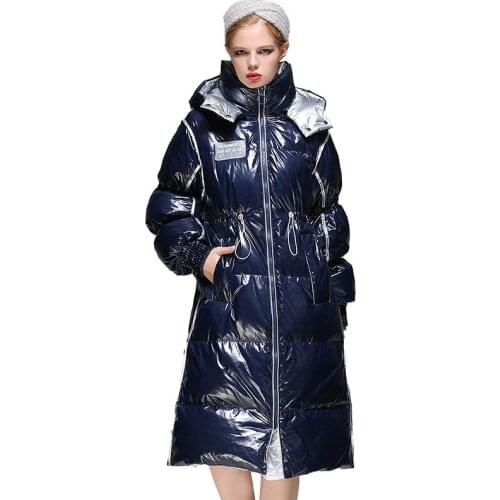 2020 new winter womens down jacket coat fashion hooded Korean loose thickened warm down jacket womens middle and long parka