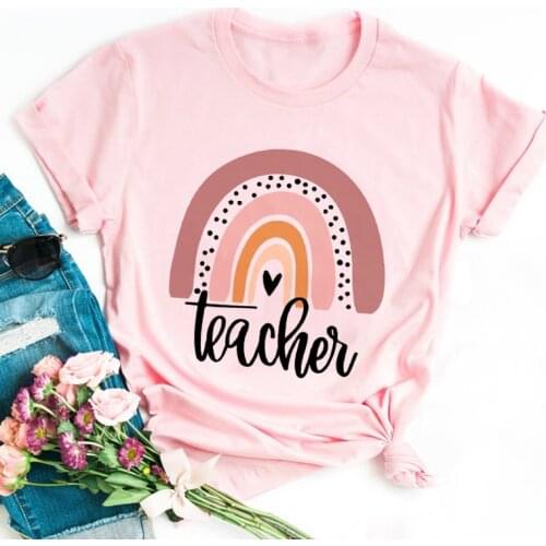 Teacher Shirts for Women Vintage Boho Teacher Rainbow Shirt Kindergarten Teacher T-ShirtsTeachers Life Tshirt Appreciation Gift