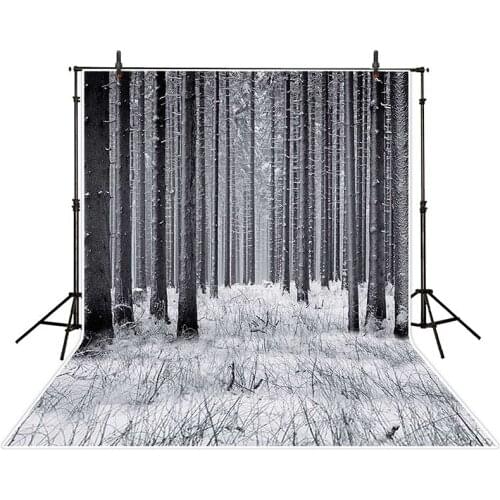 Grey Wood Forest Backdrops for Photography 5x7ft White Snow Photo Background Backdrops for Studio Professional Photo Booth Props