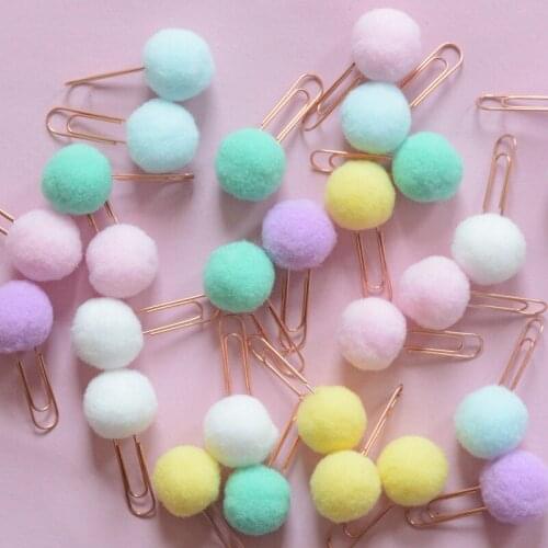 Cute Hairball Rose Gold Clip Modelling Paper Clip Fashion Business Office Lady Style Office Stationery