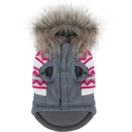 Warm Pet Clothes Dog Cat Sweater Clothing Winter Knitted Hoodie Kitten Puppy Fur Collar Jacket Chihuahua Pug Outfit Pet Supplies