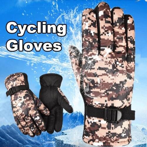 Outdoor skier camouflage waterproof and wear-resistant thermal camouflage printed windproof outdoor sports gloves