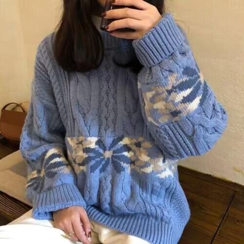 Vintage Loose Sweaters Fashion 2019 Winter Woman Sweater Knitting Pullovers Pull Oversize Femme Knitwear Chenille Sweater AA4984