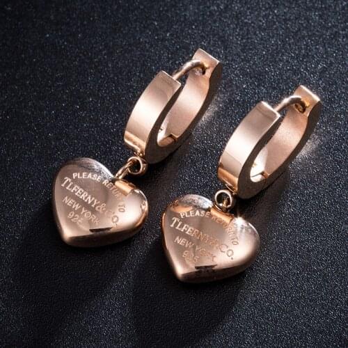 High Quality Love Heart Earrings Jewelry Stainless Steel Gift to Girlfriend Woman Cute Accessories Wholesale 2021 Trends Offers
