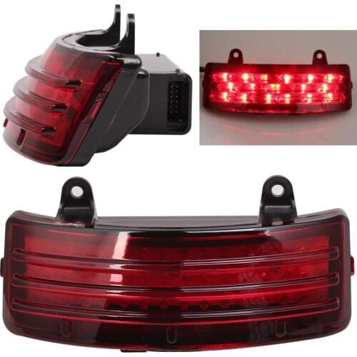 12V Smoke Red Cafe Racer Motorcycle Tri-Bar Rear Fender LED Fog Light Cafe Racer Tail Light Fit For Harley Street Road Glide