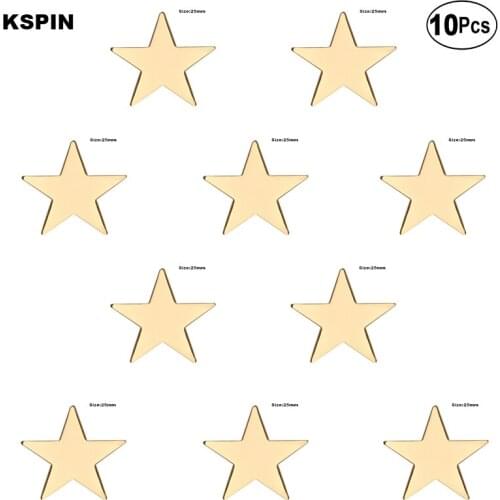 Gold Star 25MM Badge Lapel Pin Flag badge Brooch Pins Badges 10Pcs a Lot