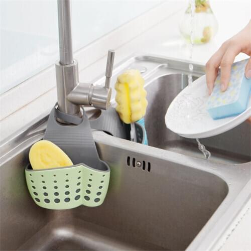 1PC Portable Basket Home Kitchen Hanging Sponge Drain Basket Bag Bath Storage Tools Sink Holder Kitchen Accessory Supplies