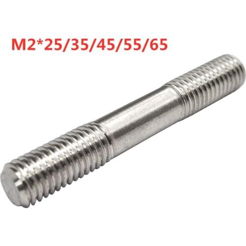 10pcs/lot Stainless steel double end thread rod dual head threaded bar stud bolt M2*25/35/45/55/65