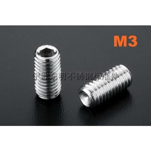 1000pcs/lot M3*2/3/4/5/6/8/10/12/14/16/20 DIN916 Stainless steel hex socket set screw with cup point