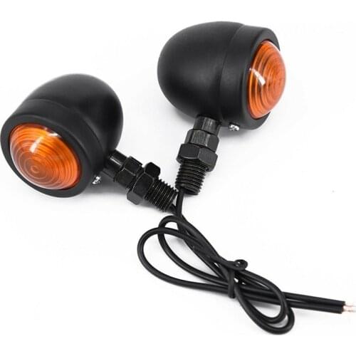 2pcs Black Bullet Motorcycle Turn Signal Indicator Lamp Light Motor Blinker Light for Cafe Racer Turn Lamp