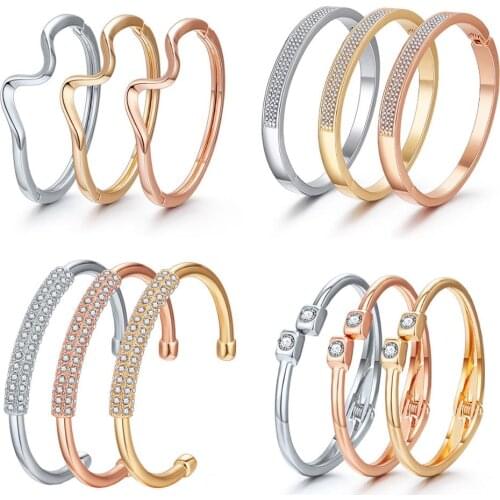 2020 Hot New Fashion Adjustable Rhinestone Cuff Opening Bracelet & Bangles For Women Wedding Party Jewelry Gift Mujer Pulseras