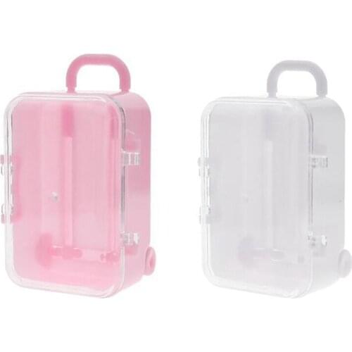 2x White /Pink Mini Roller Travel Suitcase Candy Box Personality Creative Wedding Candy Box Luggage Trolley Case Candy Toy Small
