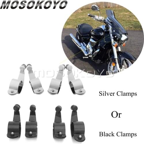 4pcs Motorcycle Windshield Bracket Wind Screen Mount Clamps For Suzuki Boulevard M50 M90 M109R Boss/Limited Edition 2006-2014