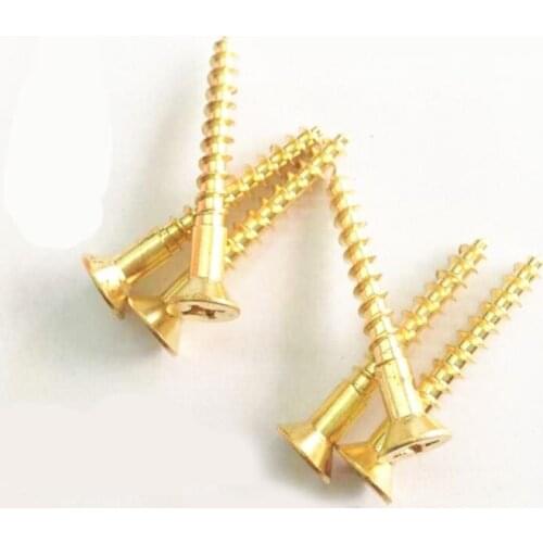 5pcs M4.5 brass Phillips countersunk screw cross flat head self-tapping pointed tail brassiness wood bolt GB951 25mm-60mm long