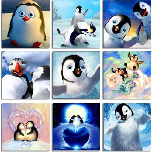 Muxun Diy Diamond Painting Cartoon Painting Landscape Diamond Embroidery Penguin Cross Stitch Mosaic Winter Home Decoration Gift