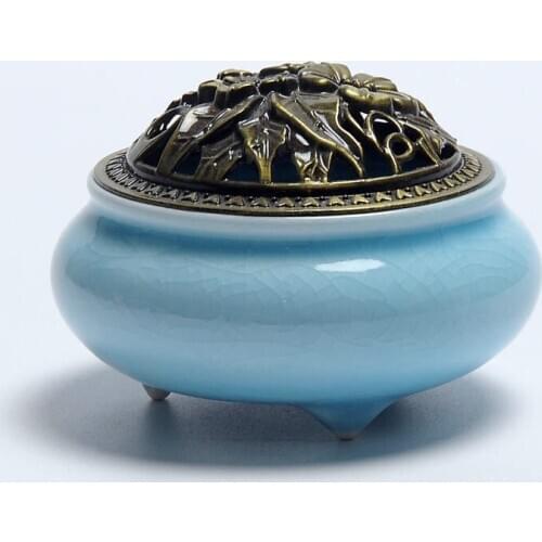 Incense Burner Black pottery Stove Ornament Buddha Supplies Coil Stick Holders,for Teahouse Living Room Temple Claming Aroma