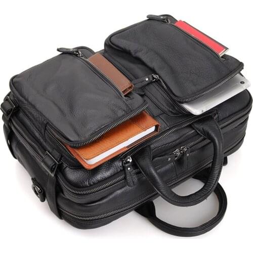 Large Capacity Business Shoulder Bag 17 Laptop Bag 2021 New Natural Cowskin 100% Genuine Leather Mens Multifunctional Briefcase
