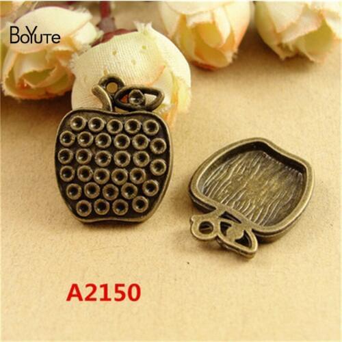BoYuTe (60 Pieces /lot) 22*17MM Antique Bronze Plated Zinc Alloy Apple Metal Charm Pendant Diy Jewelry Findings Components