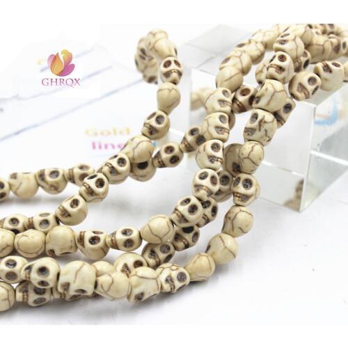 10MM 12 mm White blue Natural Skull Loose Beads Skull Beads Fit Jewelry DIY making