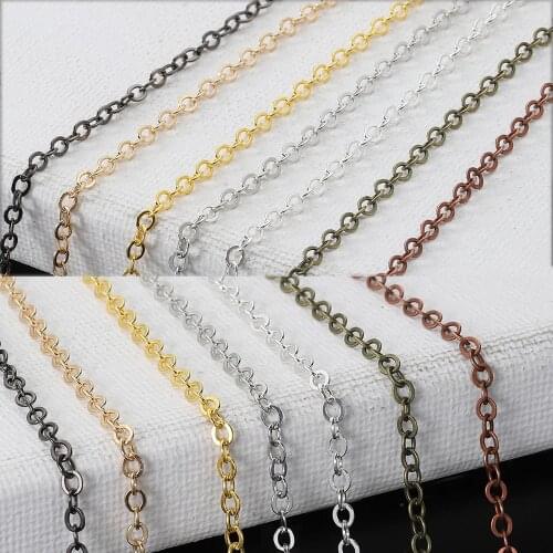 5meter 1.7 2 2.6 3.3mm Necklace Bracelet Chain Finding Gold Silver Plated Link Chain for Jewelry Making DIY Accessories Supplies
