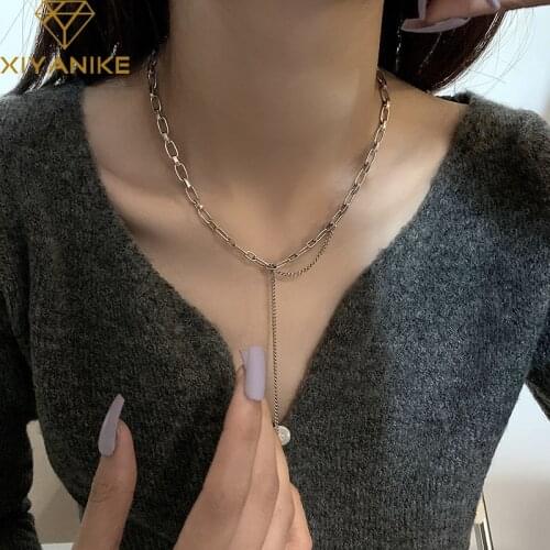 XIYANIKE 925 Sterling Silver Tassel Chain Necklace Female Fashion Long Clavicle Chain Retro Refinement Oжерелье Wholesale Party