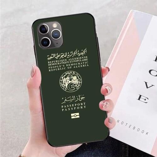 Algerian Passport Phone Case For iphone 12 11 Pro Max 12 Mini 6 6s 8 7 Plus X XR XS Max SE 2020 Soft TPU Silicone Black Cover