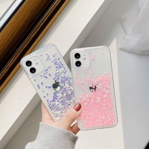 Dynamic Quicksand Cover For Iphone 12 11 Pro Max Liquid Hard Phone Shell For Iphone 7 8 Plus X XR XS Cute Diamond Case