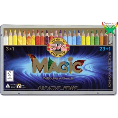 Czech KOHINOOR magic color lead three in one rainbow pencil 24 color lead iron box artist drawing painting pencil at supplies