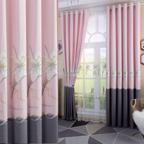 Colorblock Embroidery Perfume Lily Light Luxury Curtains for Living Room Bedroom Dining Room Fancy Curtains Tulle Custom