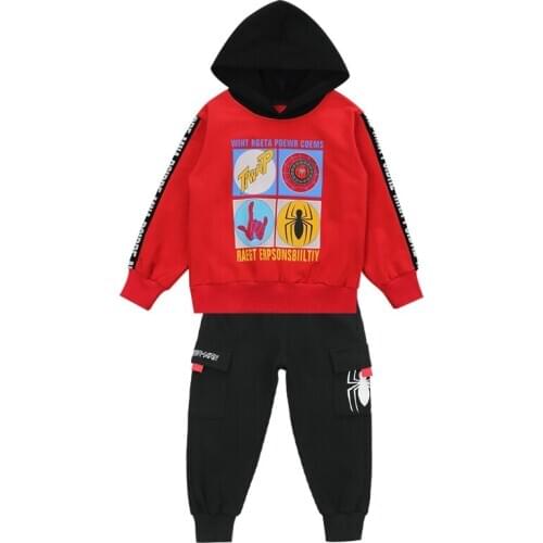 Kids 2-10years two piece suit cool little boys fashion hoodie + sport pant hip hop glitter printed tracksuit hooded top clothing