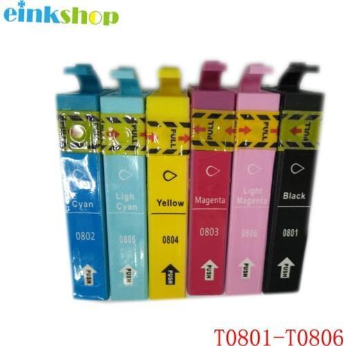 Einkshop 4 Sets T0801 - T0806 Ink Cartridge For Epson P50 PX650 PX700 PX800 PX710 PX720 PX810 PX820 R265 R285 R360 RX560 RX585