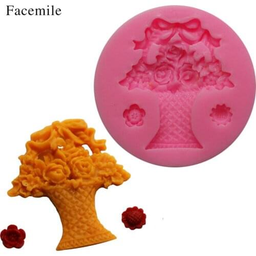 Facemile 3D Flower Basket Craft Art Silicone Soap Mold DIY Handmade Soap Molds Baking Tools For Cakes Kitchen Accessories 50-266