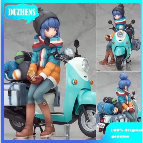 100% Original genuine Yuru Camp Shima Rin motorcycle 15cm Action Figure Anime Figure Model Toys Figure Collection Doll Gift