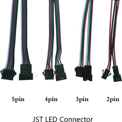 Hot sell 5-100pairs 2 3 4 5 pin 2 x 15cm JST Connector Male/female connector for Lamp Driver CCTV led strip light