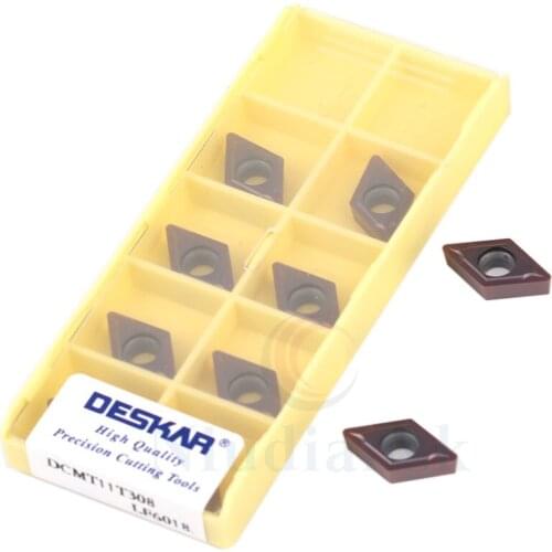 10PCS DCMT11T304 LF6018 DCMT11T308 LF6018 CNC lathe turning tool turning carbide alloy inserts, used to process stainless steel